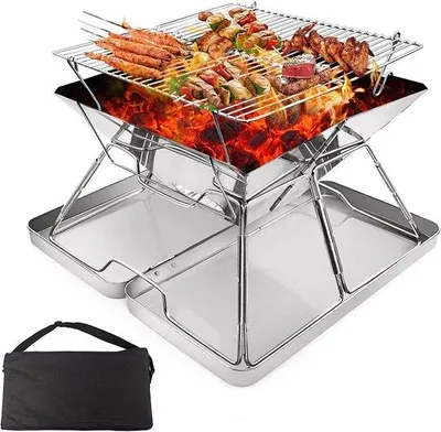 Produktbild von Famanu Campinggrill aus Edelstahl - faltbares BBQ mit Tragetasche