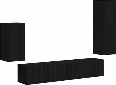 Image de vidaXL : Ensemble de 4 meubles TV, couleur noire, en panneaux de particules