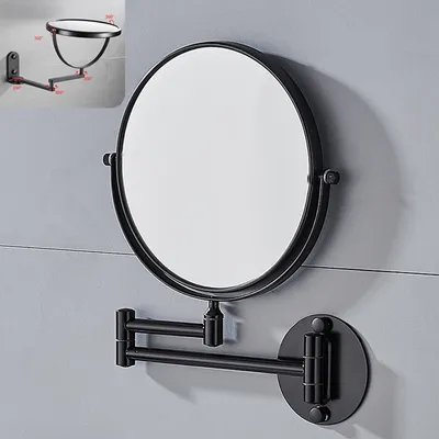 Produktbild von FORSMANO Kosmetikspiegel, Wandmontage, mit 3-fach Vergrößerung, ausziehbar & 360° schwenkbar, für Badezimmer, Ø 20 cm, Schwarz