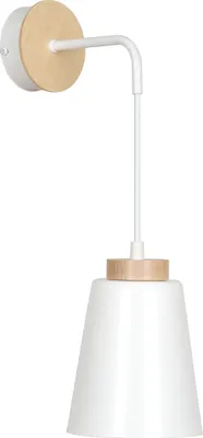 Produktbild von Wandlampe Weiß Metall Holz Skandinavisch E27 Wandleuchte innen Wohnzimmer Schlafzimmer