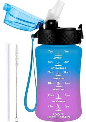 Obrázok produktu pre Detská fľaša na pitie s brčkom, 350 ml, bez BPA, s ochranou proti úniku, modrá/fialová