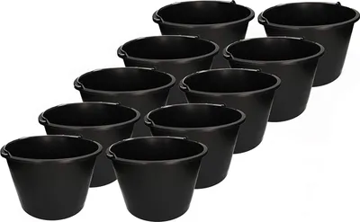 Produktbild von KOTARBAU 10er Set Baueimer 20L aus Kunststoff Putzeimer Mörteleimer Zementeimer Wassereimer Garteneimer Kunststoff-Eimer Schwarz