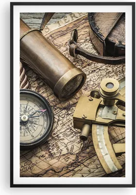 Produktbild von Gerahmtes Poster - Schwarzer Rahmen - Kompass Kompass Karte - 61x91,5 cm - Wand Bild - Wanddeko - Wandbilder - Kunstposter - Wandposter - Bilderrahmen - Bilder - Kunstdruck - Wandbild P2BPA61x91-3730
