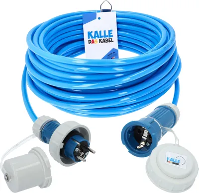 Produktbild von KALLE DAS KABEL AQUASAFE PUR BLAU IP68 Verlängerungskabel Schuko 3G 2,5 mm² 50 Meter Stromkabel Campingkabel Verlängerung Feuerwehr THW DRK Johanniter Malteser
