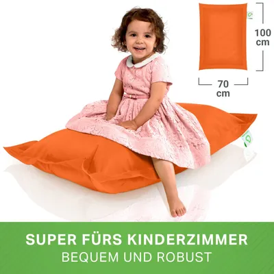 Produktbild von Green Bean® Kinder-Sitzsack 70x100cm mit 70 Liter EPS Perlen Füllung - Indoor & Outdoor - Orange