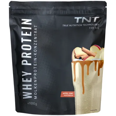 Produktbild von TNT Whey Protein Pulver (1000g) - Apfel-Zimt - Molkenprotein-Konzentrat mit Laktase - Leckerer Eiweißshake