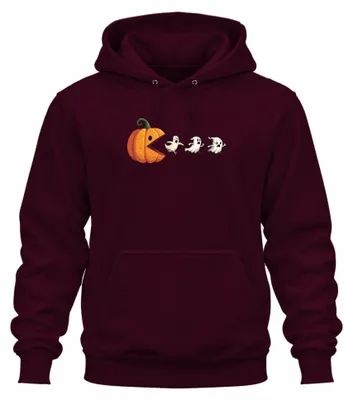Produktbild von Halloween Kürbis Pacman Geister Party Lustig Cartoon Hoodie Kapuzenpullover, Burgundy, L