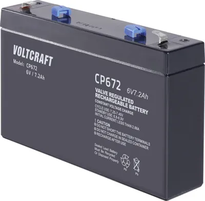 Immagine prodotto di VOLTCRAFT CE6V/7Ah VC-12713945 Batteria al piombo 6 V 7,2 Ah in pile al piombo (AGM) (L x A x P) 151 x 100 x 34 mm Connettore piatto 4,8 mm Senza manutenzione (VC-12713945)