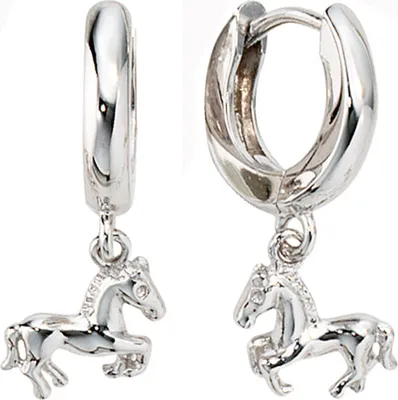 Produktbild von JOBO Creolen Pferd 925 Sterling Silber rhodiniert Ohrringe