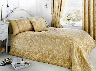 Tagesdecke Jacquard 240x220 cm Champagner Gold