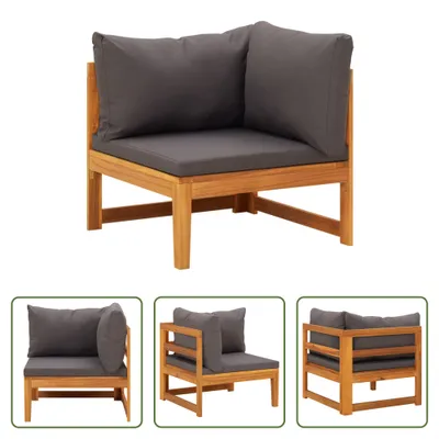 Produktbild von The Living Store Ecksofa mit Dunkelgrauen Kissen Massivholz Akazie