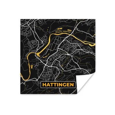 Produktbild von MuchoWow® Poster Schwarz und Gold - Stadtplan - Hattingen - Deutschland - Karte 75x75 cm - Wand Dekoration