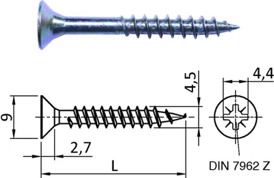 Produktbild von 500 Stück Spanplattenschrauben 4,5 x 60 mm Kreuzschlitz