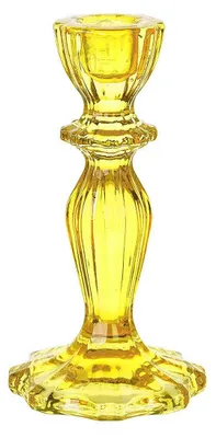 Image de Talking Tables – Bougeoir en verre jaune, support décoratif pour bougies, élégant