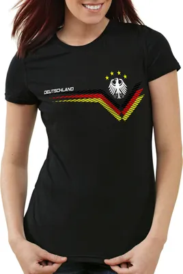 Produktbild von style3 Deutschland EM 2021 2022 Damen T-Shirt Germany Fußball Europameisterschaft Trikot, Farbe:Schwarz, Größe:M