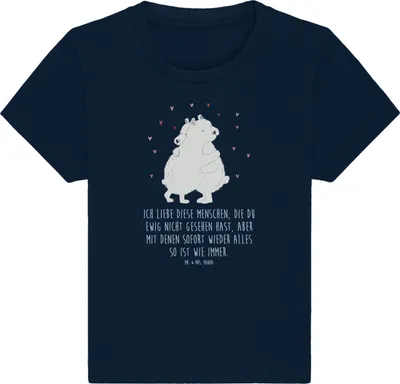 Produktbild von Mr. & Mrs. Panda  T-Shirt Eisbär Umarmen 0. - 6. Monat - French Navy - Geschenk, Baby, Lustige Sprüche, Top, Babyshirt, Shirt