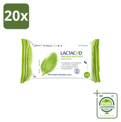 Obrázek produktu pro 20 kusů vlhčených ubrousků Lactacyd pro intimní hygienu, osvěžující – biologicky odbouratelné – velké balení