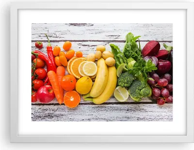 Produktbild von Gerahmtes Poster - Weißer Rahmen - Essen Gemüse Essen frisch - 40x30 cm - Wand Bild - Wanddeko - Wandbilder - Kunstposter - Wandposter - Bilderrahmen - Bilder - Kunstdruck - Wandbild - P2WAA40x30-2888