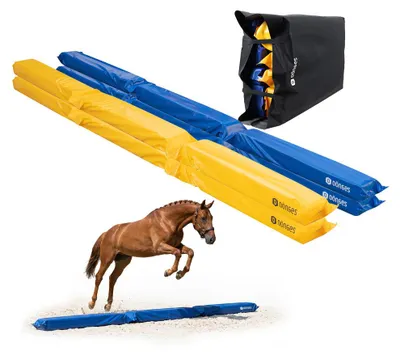 Produktbild von Dönges Pferdegasse gefülltes Set 4 Balken 300x17x10cm gelb/blau (JDPG4)