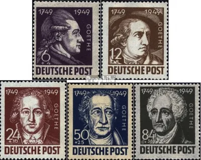 Produktbild von Briefmarken Sowjetische Zone (All.Bes.) 1949 Mi 234-238 (kompl.Ausg.) postfrisch Goethe