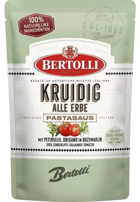 Produktbild von Bertolli Pastasaus Kruidig 460 ml – Aromatische, würzige Tomatensauce für Pasta