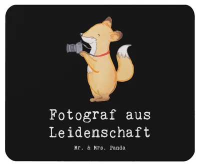 Produktbild von Mr. & Mrs. Panda Mouse Pad Fotograf Leidenschaft - Schwarz - Geschenk, Ausbildung, Beruf, Mauspad, computer mousepad, Fotografie, mousematte, Witzig