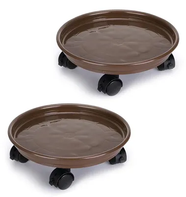 Obrázok produktu pre Omgoods – Držiak na kvetináče s kolieskami – 30 cm – 2 kusy – Nosnosť 56 kg – Odolný plast PP – Vhodný pre vnútorné aj vonkajšie rastliny – Stojan na rastliny