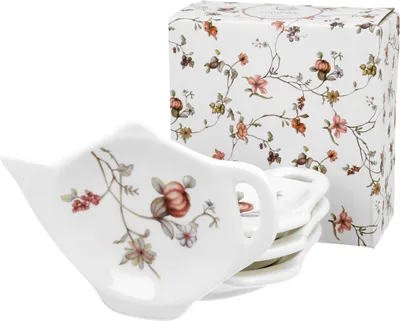Produktbild von DUO FLORAL 4er-Set Teebeutelhalter SAFA New Bone China Porzellan