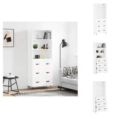 Image de vidaXL Highboard Blanc 69,5x34x180 cm Bois composite - Sideboards