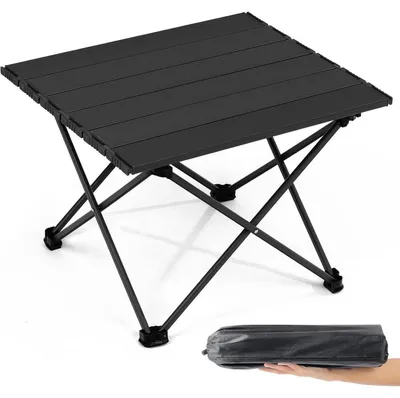 Immagine prodotto di Tavolo da campeggio pieghevole, ultra leggero, in alluminio nero, con custodia