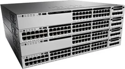 Produktbild von Cisco Catalyst 3850-48XS-F-E - Switch - L3 - managed - 48 x 1 Gigabit / 10 Gigabit SFP+ + 4 x 40 Gigabit QSFP+ (Uplink) - Luftstrom von vorne nach hinten - Desktop, an Rack montierbar