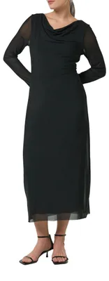 Produktbild von COMMA Mesh-Kleid im Slim Fit mit Wasserfall-Ausschnitt