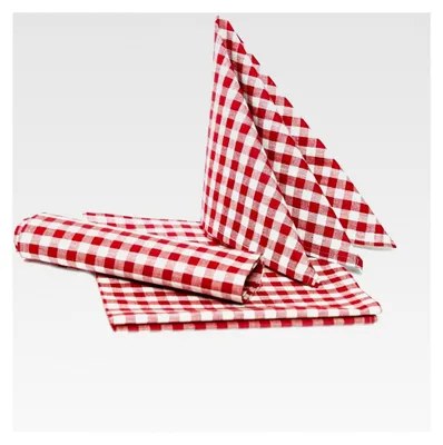 Produktbild von Servietten im Landhausstil 40 x 40 cm - 6 Stück rot-weiß kariert 5 mm Karo 100% Baumwolle