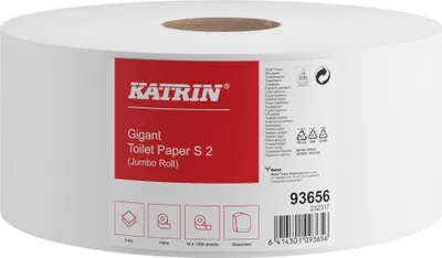 Zdjęcie produktu dla KATRIN 93656 KATRIN Jumbo-Toilettenpapier Gigant S2 2-lagig, 12 Rollen