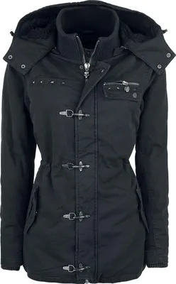 Produktbild von Rock Rebel by EMP Damen schwarze Winterjacke mit Nieten 4XL