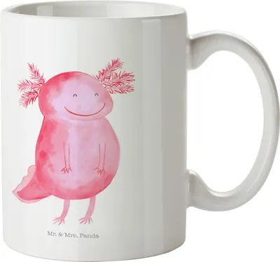 Produktbild von Mr. & Mrs. Panda Pott Axolotl Glücklich - Weiß - Geschenk, Kaffeetasse, Lurch, Lebensfroh, tasse für büro, Motivation, Teetasse, Gute Laune, Axolot, Becher, Kaffeebecher