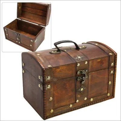 Produktbild von Schatzkiste aus Holz, mittelgroße Aufbewahrungsbox, 15 cm breit, 13 cm hoch