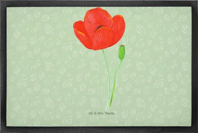 Produktbild von Mr. & Mrs. Panda fußmatte Blume Mohnblume 50 x 75 cm - Blattgrün - Geschenk, abstreifer, Schmutzfangmatte, Bodenvorleger, Garten, Glaube, Respekt, Selbstliebe, Religion