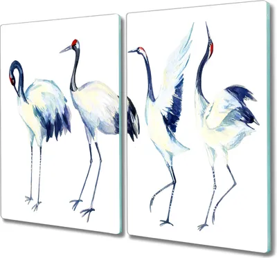 Produktbild von Coloray Schneidebrett Herdabdeckplatte 2x30x52 cm Kochplattenabdeckung Hackbrett Küchenbrett - Tiere Vögel