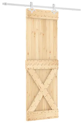 Image de Porte coulissante vidaXL, finition naturelle et blanche, 70 x 210 cm, pin massif