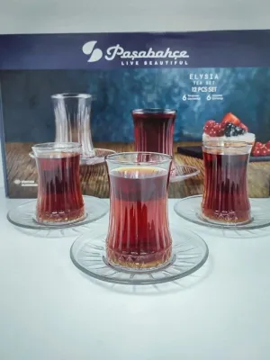 Immagine prodotto di Pasabahce Elysia 950054 Set di bicchieri da tè 12 pezzi con piattini