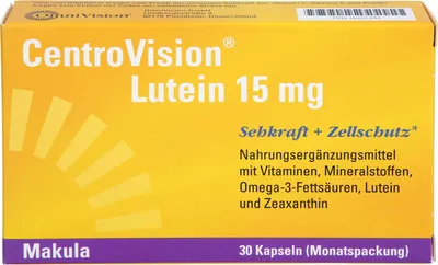 Produktbild von CentroVision Lutein 15 mg Kapseln für Sehkraft und Zellschutz, 30 St. Kapseln