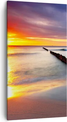 Produktbild von Bild auf Leinwand - Leinwandbild - Meer Küste Strand Sonnenaufgang - 45x80cm - Wand Bild - Wanddeko - Leinwanddruck - Bilder - Kunstdruck - Wanddekoration - Leinwand bilder - Wandkunst - PA45x80-2781