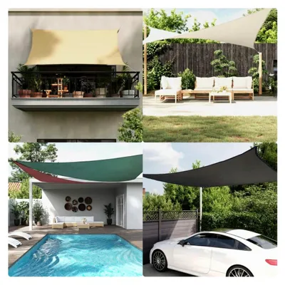 Produktbild von Wasserfestes Sonnensegel für Sonnenschutz und Windschutz, Rechteckig 5x6m Creme
