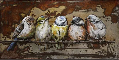 Produktbild von 3D-Metallbild - Motiv: Vögel - 50 x 100cm