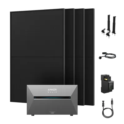 Produktbild von Powerness Balkonkraftwerk mit Speicher, Anker SOLIX Solarbank 3 E2700 Pro und 4x 500W PV Panel,Smarter Zähler & 4x Fassaden/Flachdach Halterung 0% VAT