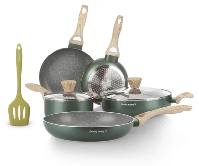 8-teiliges Kochgeschirr-Set, Antihaft, Induktion, Holzoptik