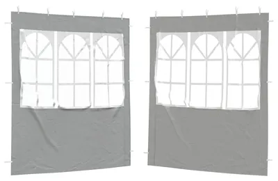 Produktbild von vidaXL Party Zelt Seitenteil 2 pcs 200 x 195 cm Hellgrau PE und Stahl