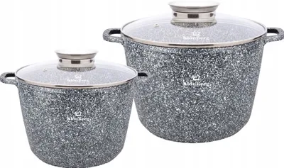 Produktbild von 4-tlg. Kochtopfset,große Töpfe 6,1/10L marmorierte Beschichtung,mit Deckel GRAU kb3910