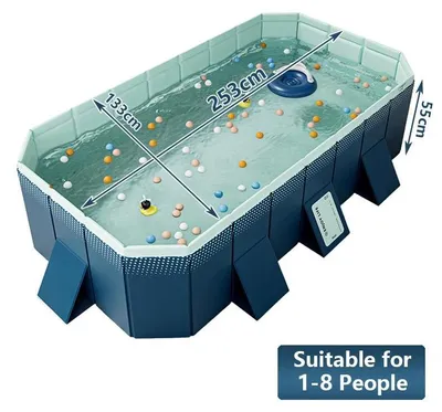 Produktbild von Pool - Faltbares tragbares Schwimmbecken - 2,53 m - Ohne Aufblasen - Großes Fassungsvermögen - PVC - Für Familie, Kinder, Haustiere